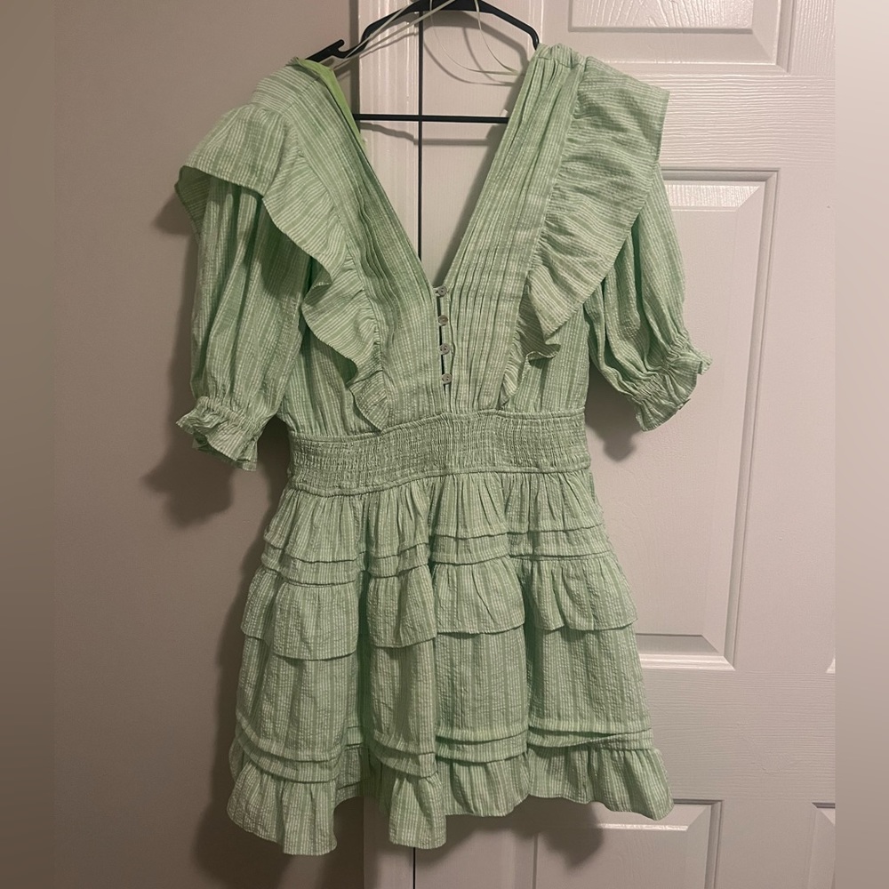 Green flows dress